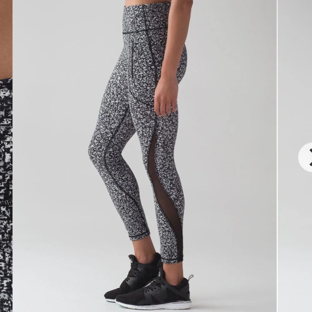 Lululemon Invigorate 7/8 Tight Daisy Dust Alpine White Black Size 4 Mesh Running